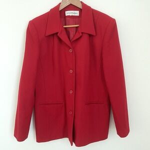 Norton McNaughton Women's 12 Ruby Red 100% Pure New Wool Button Up Coat Woolmark